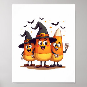Candy Corn Trio - Grappige Halloween-personages Poster