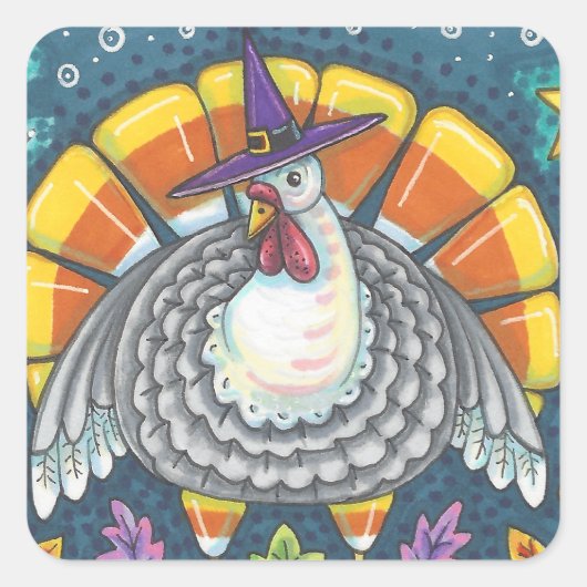 CANDY CORN TURKEY, THANKSGIVING STICKERS SHEET (Voorkant)