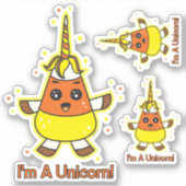 Candy Corn Unicorn Sticker (Voorkant)