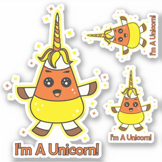 Candy Corn Unicorn Sticker (Voorkant)