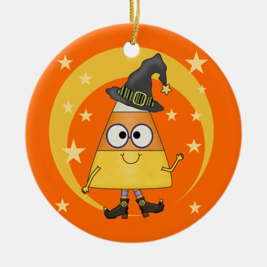 Candy Corn Witch Halloween Keramisch Ornament (Voorkant)
