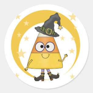 Candy Corn Witch Halloween Ronde Sticker