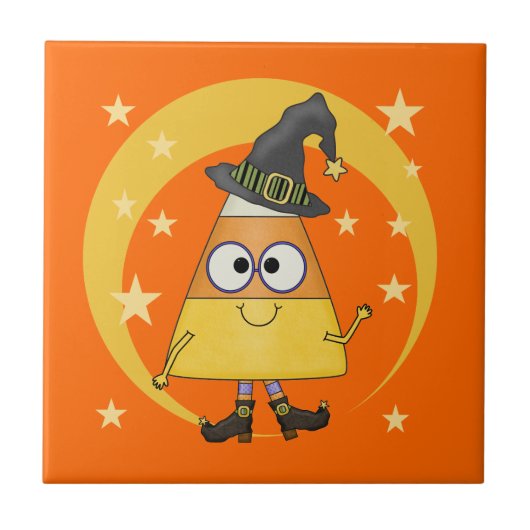 Candy Corn Witch Halloween Tegeltje (Voorkant)