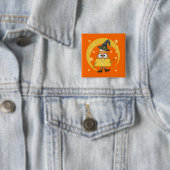 Candy Corn Witch Halloween Vierkante Button 5,1 Cm (In situ)