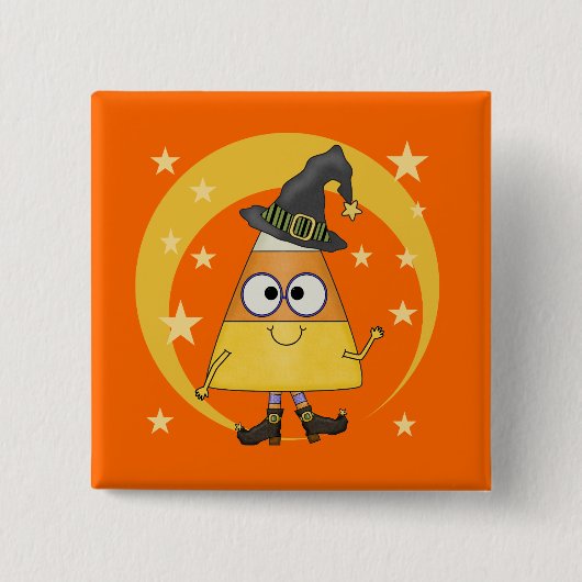 Candy Corn Witch Halloween Vierkante Button 5,1 Cm (Voorkant)