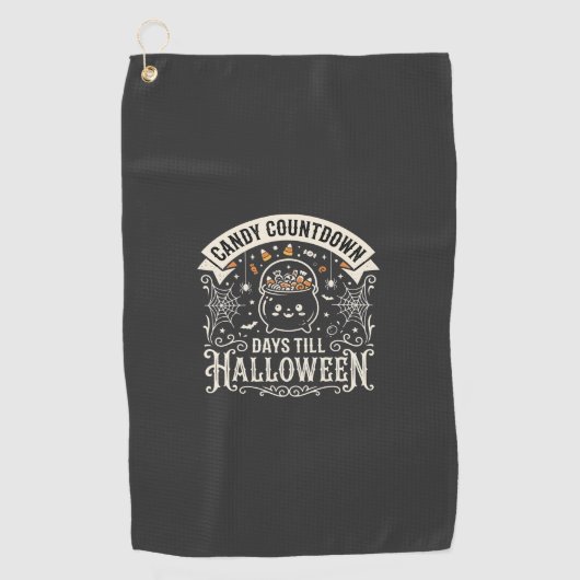 Candy Countdown Halloween Vectorontwerp Golfhanddoek (Voorkant)