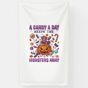 Candy-dag houdt monsters weg Halloween Pompoen_1 Spandoek