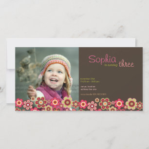 Candy Daisies Motif Carte photo Invitation d'anniv