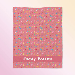 Candy Dreams Coral Roze Persoonlijke Fleece Deken