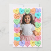 Candy Heart Kid Photo Valentine Card, Child School Notitiekaartje (Voorkant)
