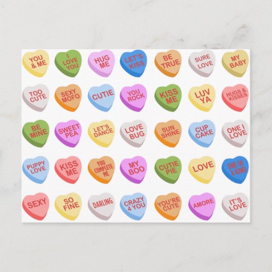 Candy Hearts Carte postale Saint-Valentin (Devant)