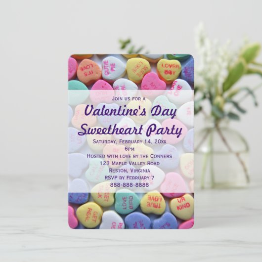 Candy Hearts Invitations à la Saint-Valentin (Debout devant)