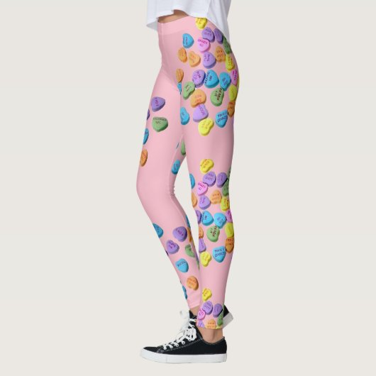 Candy Hearts Leggings Saint Valentin mignonne (Gauche)