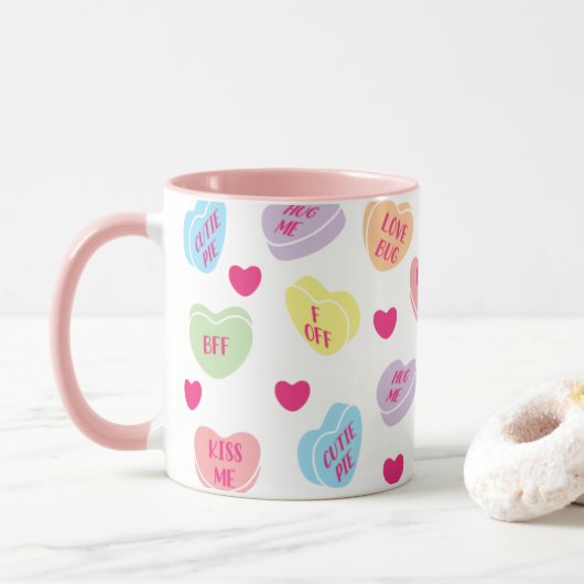 Candy Hearts Mug (Avec donut)