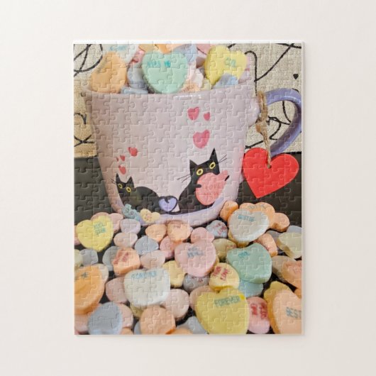 Candy Hearts with Cats Puzzle (Vertical)