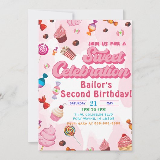 Candy Invitation Anniversaire La Seconde Partie (Devant)