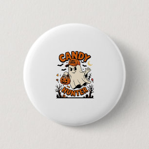 Candy Jager Halloween Geest Pompoen Emmer_1 Ronde Button 5,7 Cm