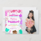 Candy land Anniversaire Photo Invitation (Devant)
