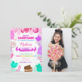 Candy land Anniversaire Photo Invitation (Debout devant)