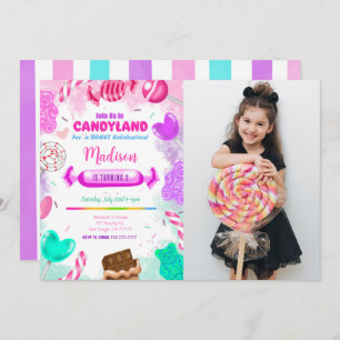 Candy land Anniversaire Photo Invitation