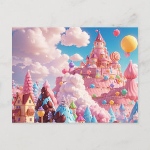 Candy Land avec des fleurs carte postale