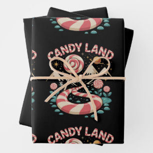 Candy Land Cane Kerstmis Kerst Familie Vakantie Inpakpapier Vel
