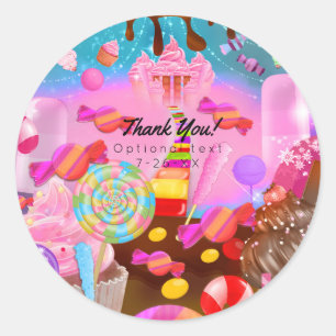 Candy Land Feest Fantasie Snoep Cupcakes Favor Ronde Sticker