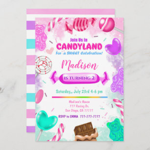 Candy Land Invitation d'anniversaire
