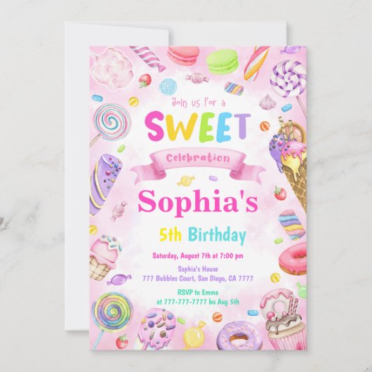 Candy Land Invitation d'anniversaire (Devant)