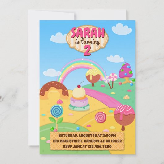Candy Land Invitation d'anniversaire (Devant)