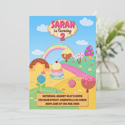 Candy Land Invitation d'anniversaire (Debout devant)