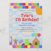 Candy Land Invitation de fête d'anniversaire (Devant / Derrière)