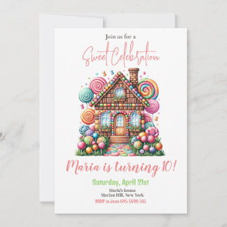 Candy Land Meisje Verjaardag Zoete Viering Regenbo Kaart
