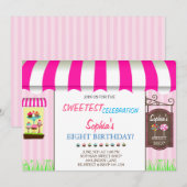Candy Land Sweet Shop Anniversaire Fête Invitation (Devant / Derrière)