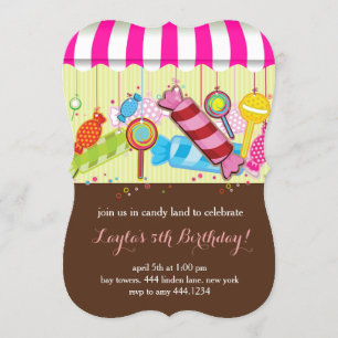 Candy land Sweet Shop Anniversaire Invitations