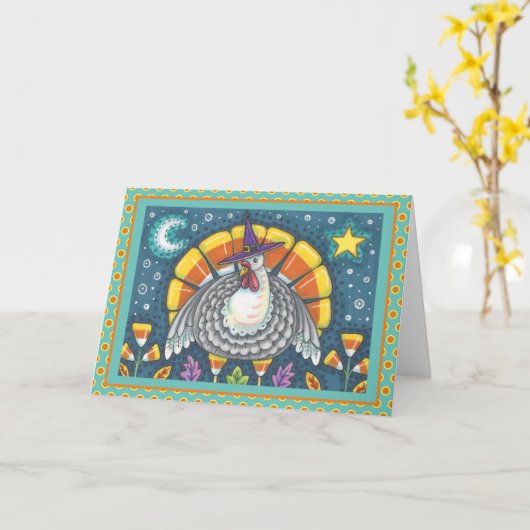 CANDY MAÏS TURKIJE "HAPPY THANKSGIVING" VOLKSKUNST KAART (Gele Bloem)