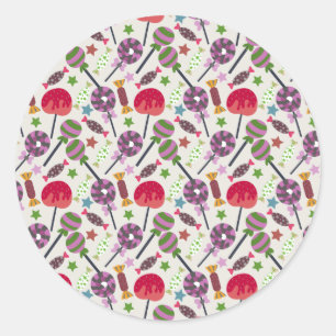 Candy pattern   Lollies pattern   lollipop 11 Ronde Sticker