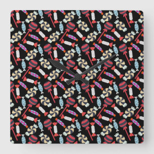 Candy pattern Lollies pattern lollipop 14 Vierkante Klok