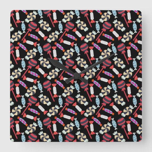 Candy pattern | Lollies pattern | lollipop 14 Vierkante Klok (Voorkant)