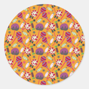 Candy pattern   Lollies pattern   lollipop 23 Ronde Sticker