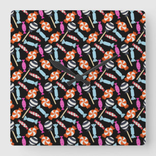 Candy pattern Lollies pattern lollipop 37 Vierkante Klok