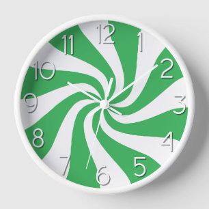 Candy Peppermenthe serrl vert et blanc horloge
