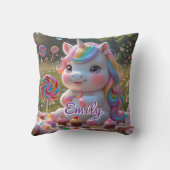 Candy Picnic Unicorn Coussin - Nom modifiable (Verso)