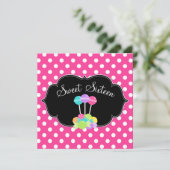 Candy Pink Polka Dot Sweet 16 invitations d'annive (Debout devant)