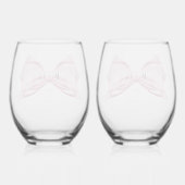 Candy Pink Satin Bow Vin Stemless Verre (Verso)