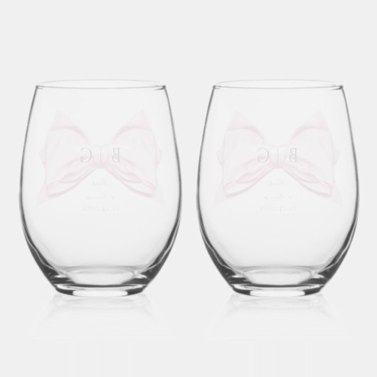 Candy Pink Satin Bow Vin Stemless Verre (Verso)