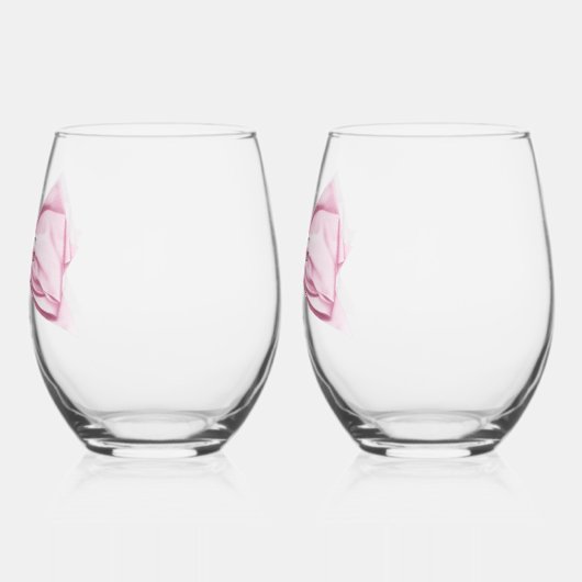 Candy Pink Satin Bow Vin Stemless Verre (Gauche)