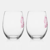 Candy Pink Satin Bow Vin Stemless Verre (Droite)