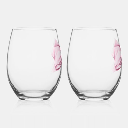 Candy Pink Satin Bow Vin Stemless Verre (Droite)
