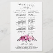 Candy Pink White Silver Floral Wedding Programme (Dos)